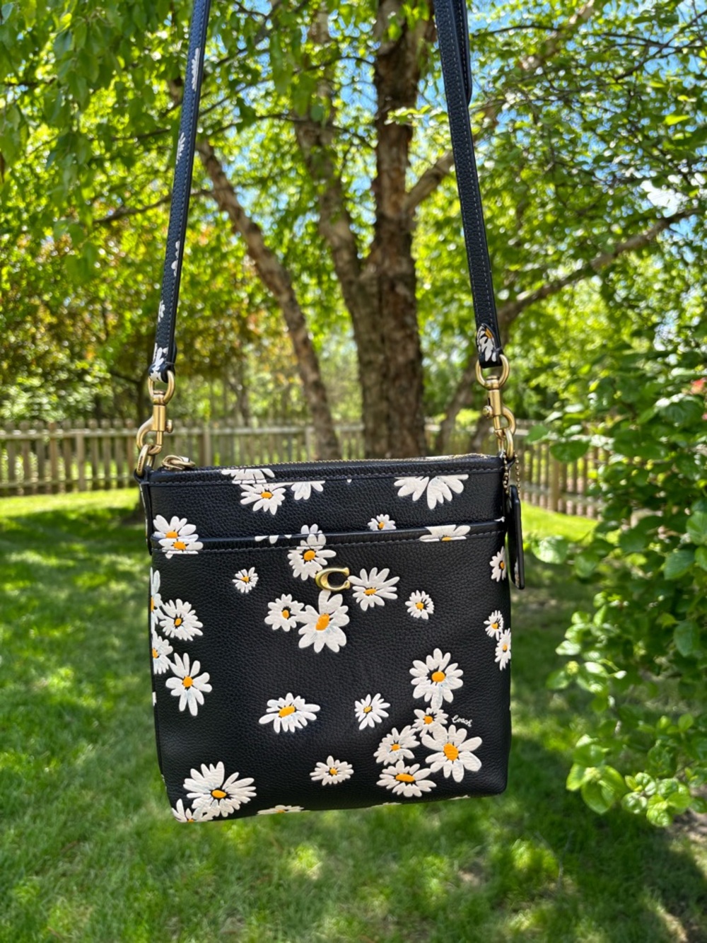 Coach Black Daisy Print Crossbody Purse